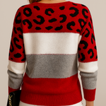Czerwony sweter damski w panterkę, Sylnia Butik
