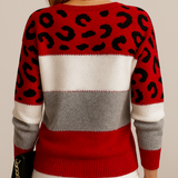 Czerwony sweter damski w panterkę, Sylnia Butik