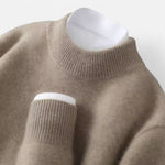 Kamelowy sweter męski z okrągłym dekoltem, Sylnia Butik
