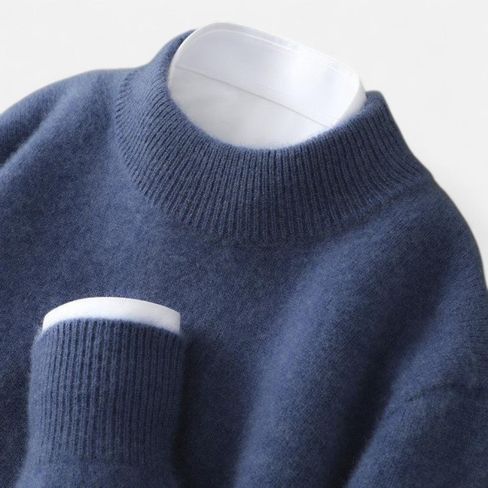 Granatowy sweter męski o klasycznym kroju, Sylnia Butik